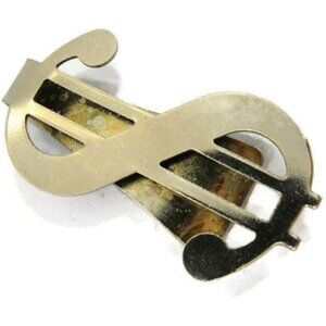 Vintage Dollar Sign Money Clip Silver Tone Men Wallet ID Credit Card Holder